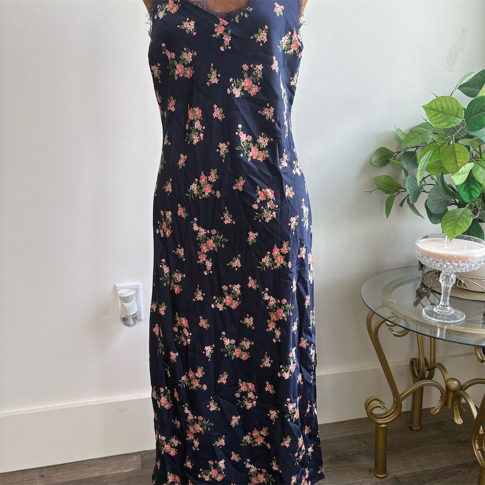 Macys Inspired Hearts Women's Floral Blue Lingerie Nightgown Size L New W/‎ Tags